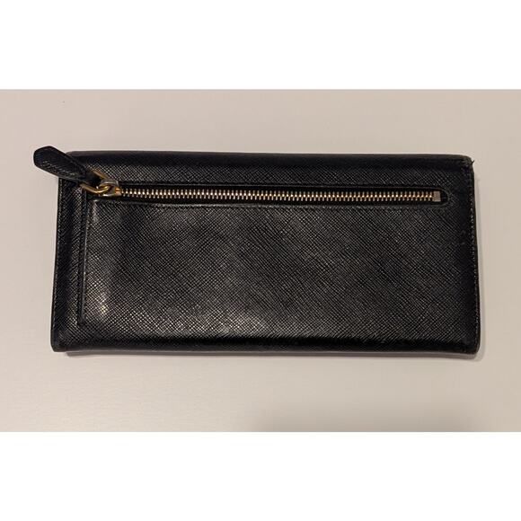 PRADA Black Saffiano Leather Wallet with Gold Zipper COA Card Included - Picture 3 of 16